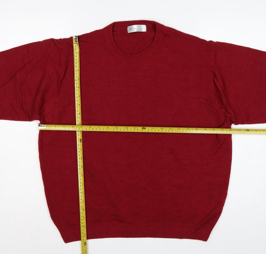 Marks and Spencer Men Red L Lambswool Crew Neck Pullover Jumper Vintage