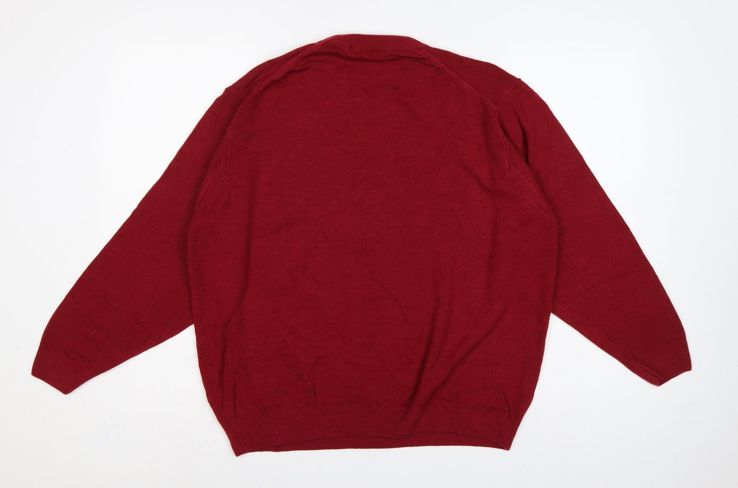 Marks and Spencer Men Red L Lambswool Crew Neck Pullover Jumper Vintage