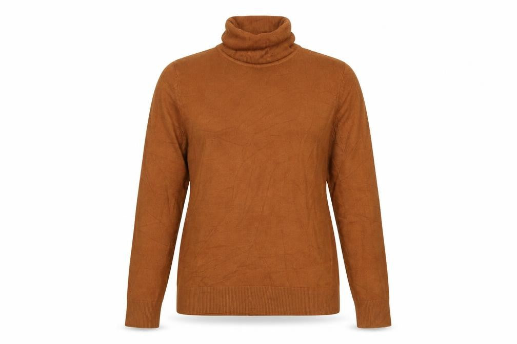 M&S Women Brown UK 14 Roll Neck Acrylic Knit Pullover Jumper
