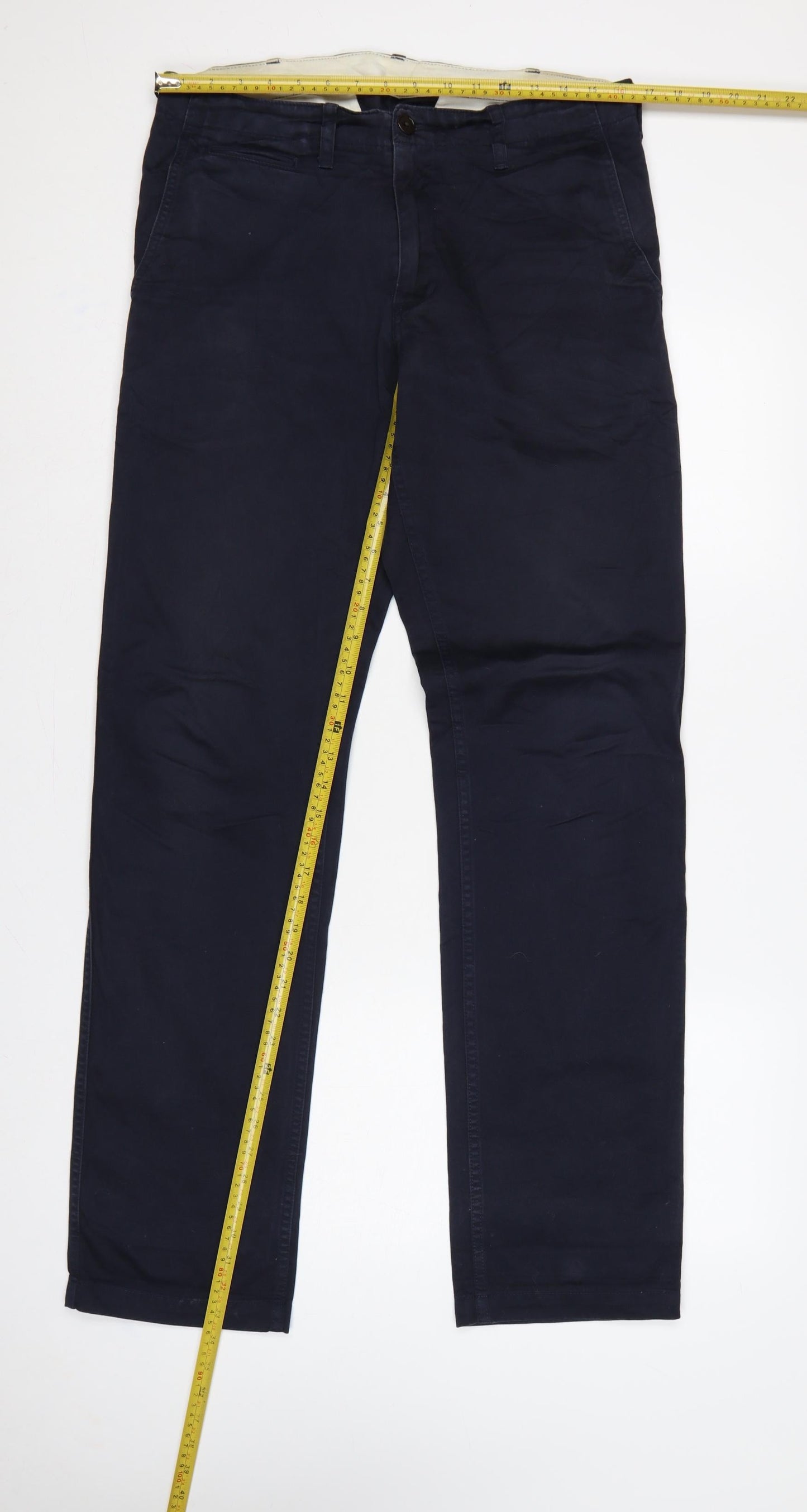 UNIQLO Men's Navy 31x34 Cotton Straight Chino Trousers