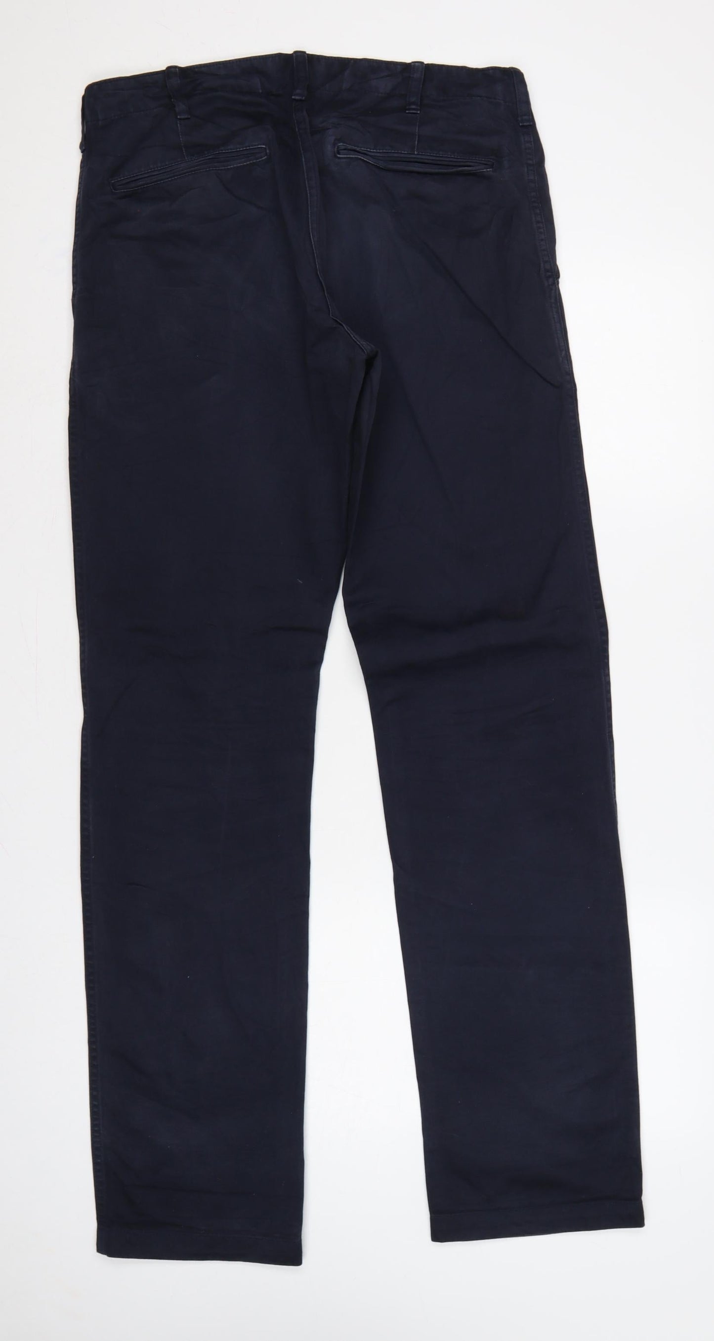 UNIQLO Men's Navy 31x34 Cotton Straight Chino Trousers