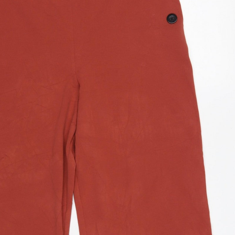 Miss Selfridge Women Red UK 14 High Rise Wide Leg Button Trousers