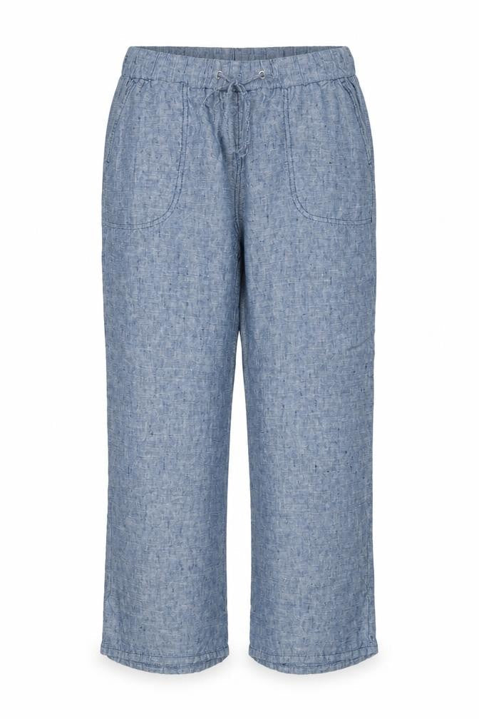 Marks and Spencer Women Blue UK 12 Short Linen Drawstring Trousers