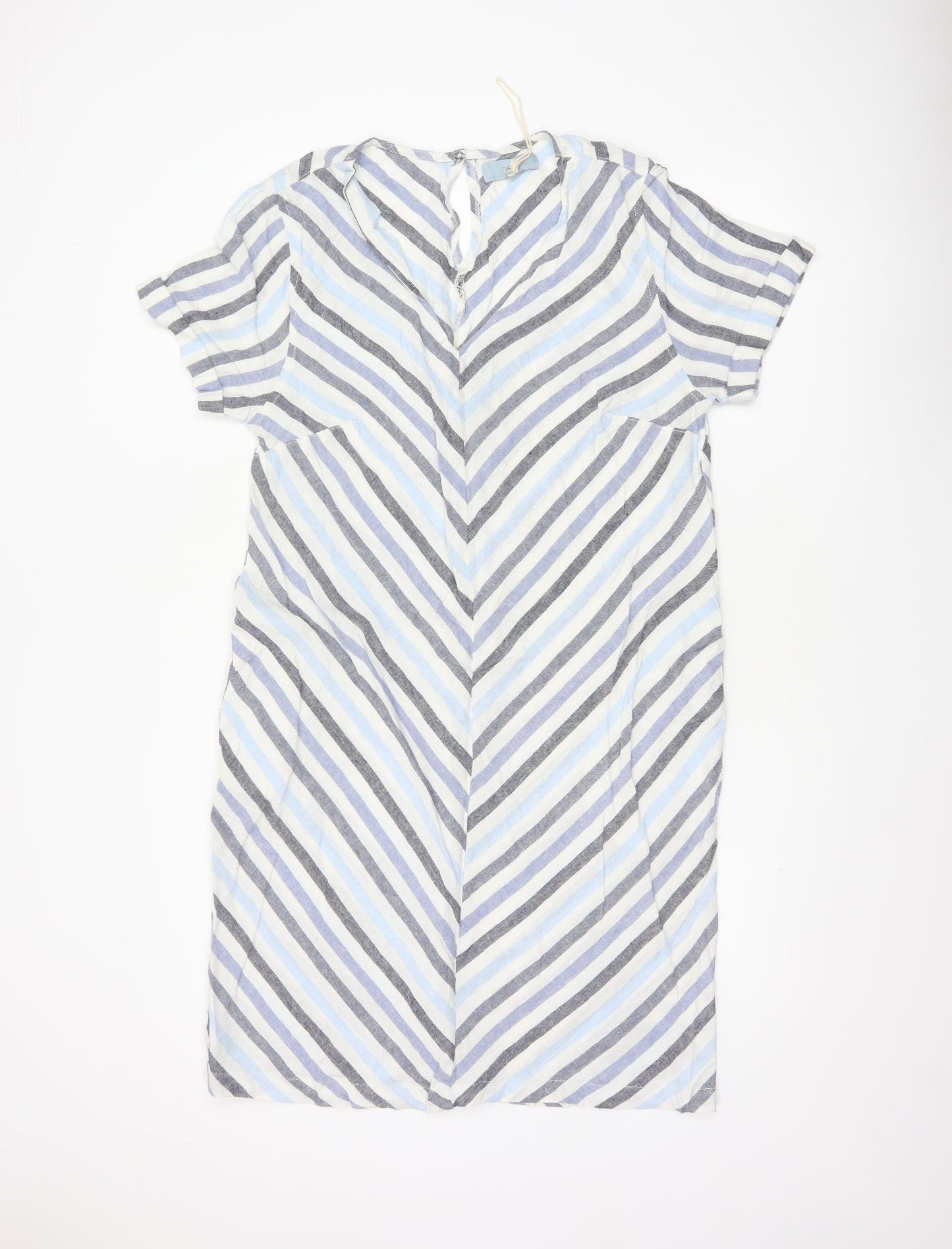 Next Women Multicoloured Stripe Linen Blend Shift Dress UK 14