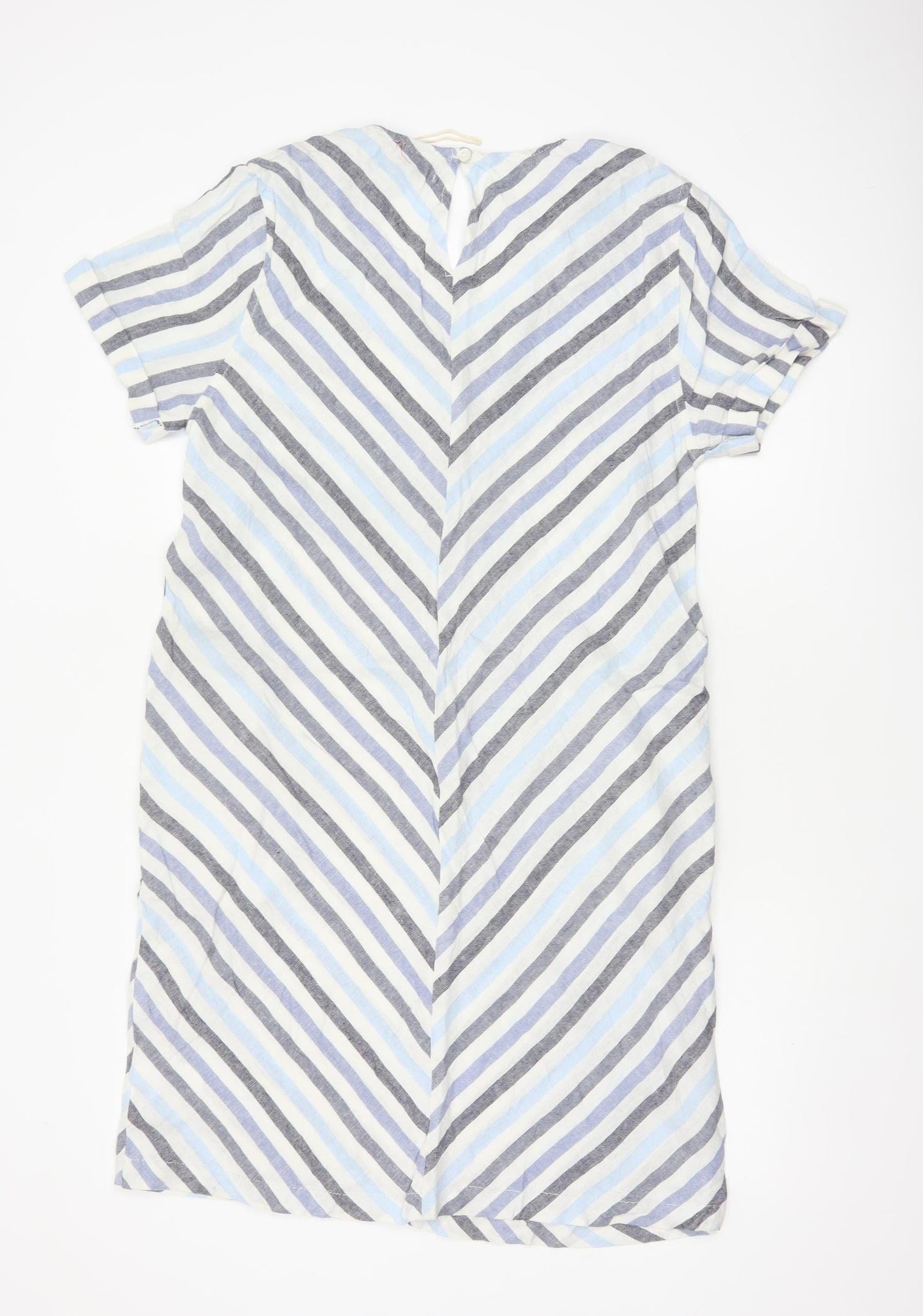 Next Women Multicoloured Stripe Linen Blend Shift Dress UK 14