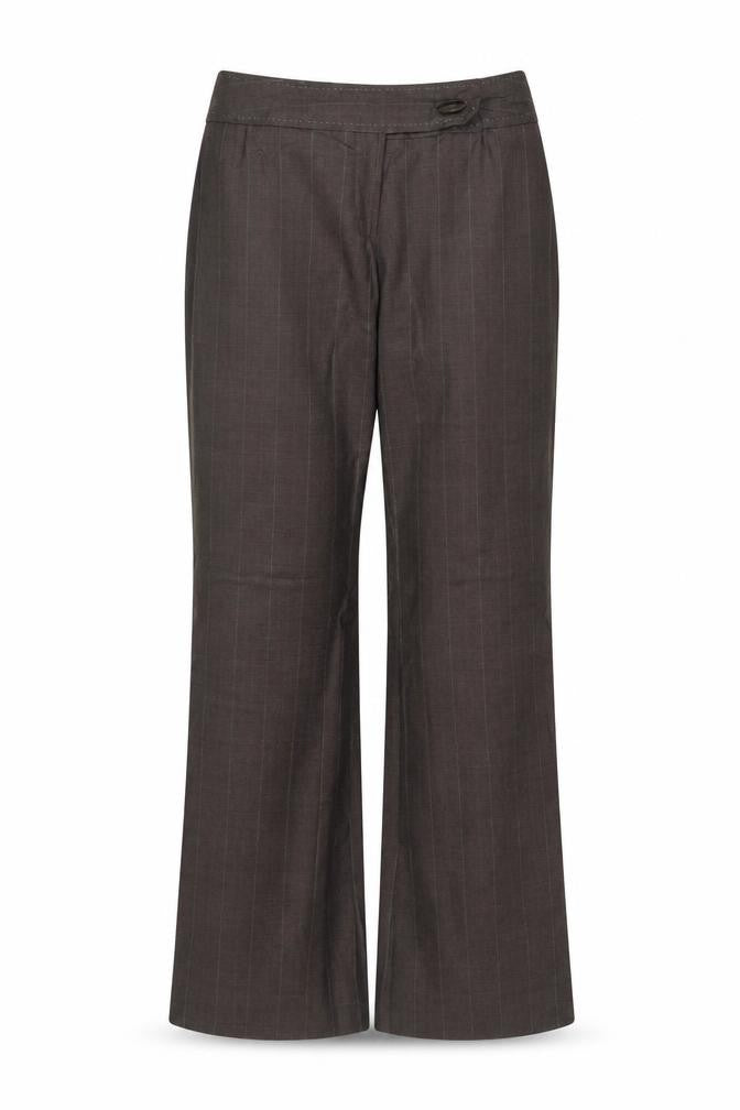 Next Women’s Brown Pure Wool Pinstripe Flared Dress Trousers UK 12 Petite