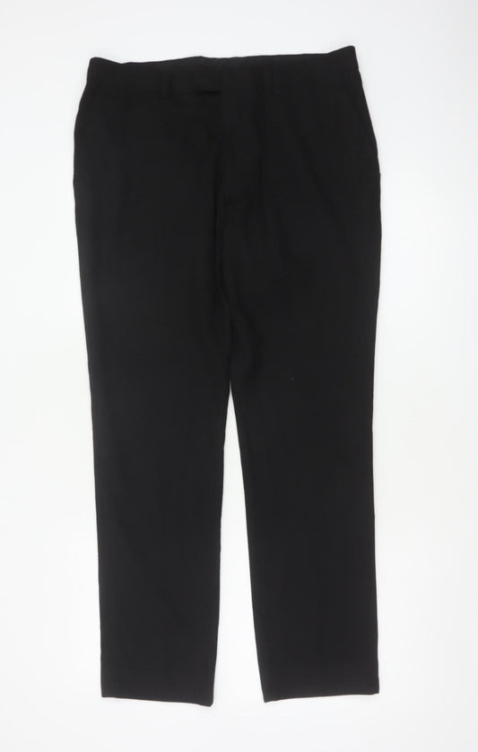 Next Men’s Black 34 Regular Straight Leg Dress Trousers 34W 31L