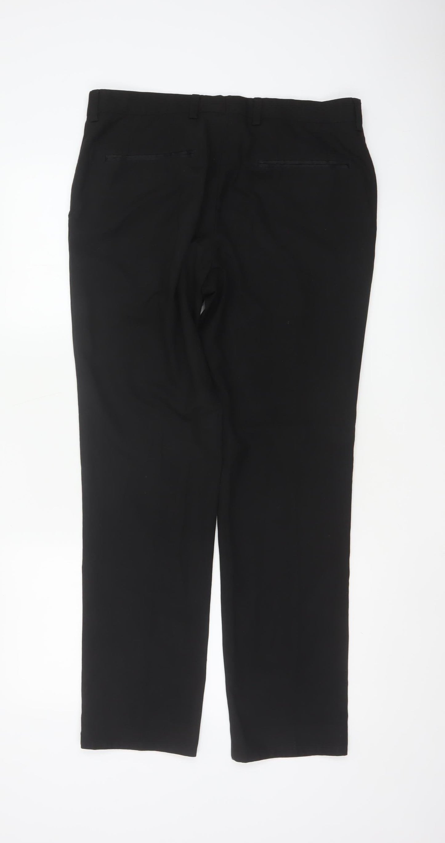 Next Men’s Black 34 Regular Straight Leg Dress Trousers 34W 31L