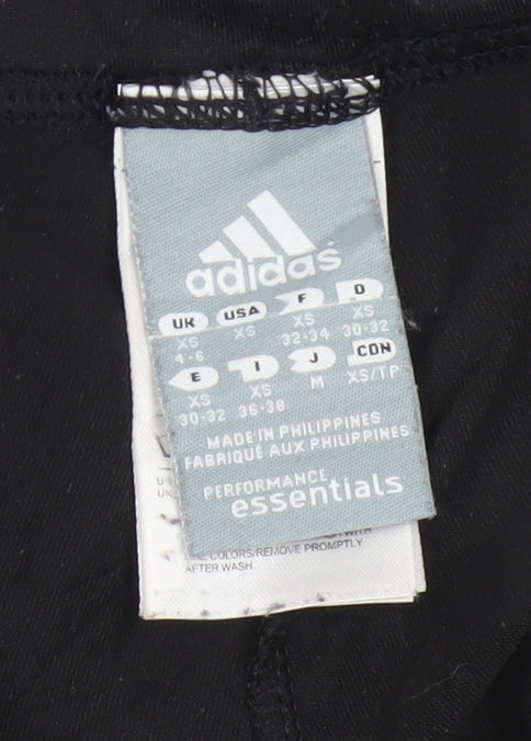 Adidas Women Black XS Climalite 3 Stripe Skinny Leggings Gym
