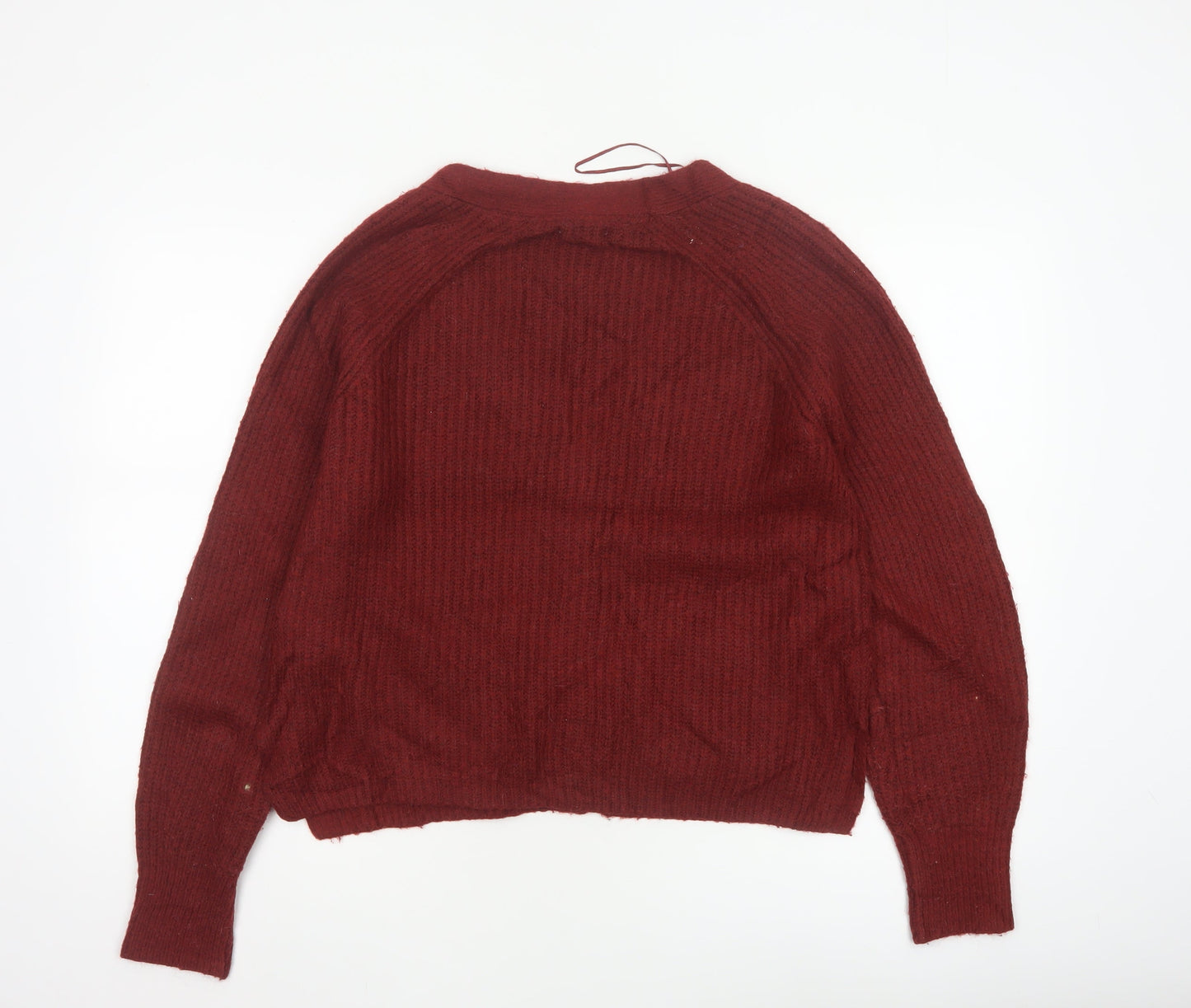Fat Face Women’s Red UK 10 Chunky Knit V-Neck Cardigan