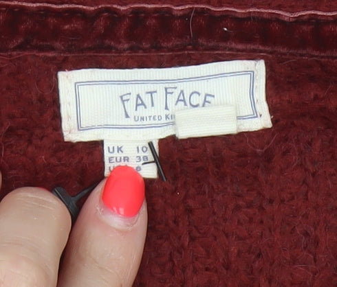 Fat Face Women’s Red UK 10 Chunky Knit V-Neck Cardigan