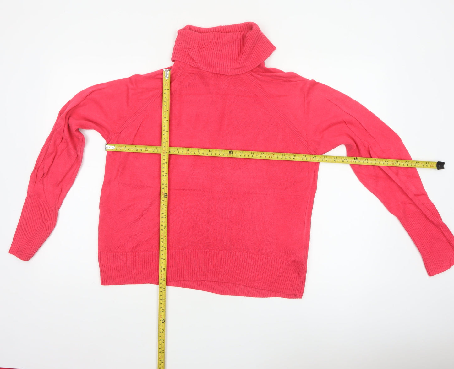 Marks and Spencer Women Pink M Roll Neck Raglan Knit Jumper