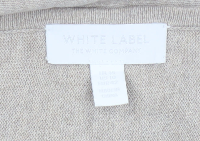 White Label The White Company Women Beige UK 14 Longline Tunic Jumper