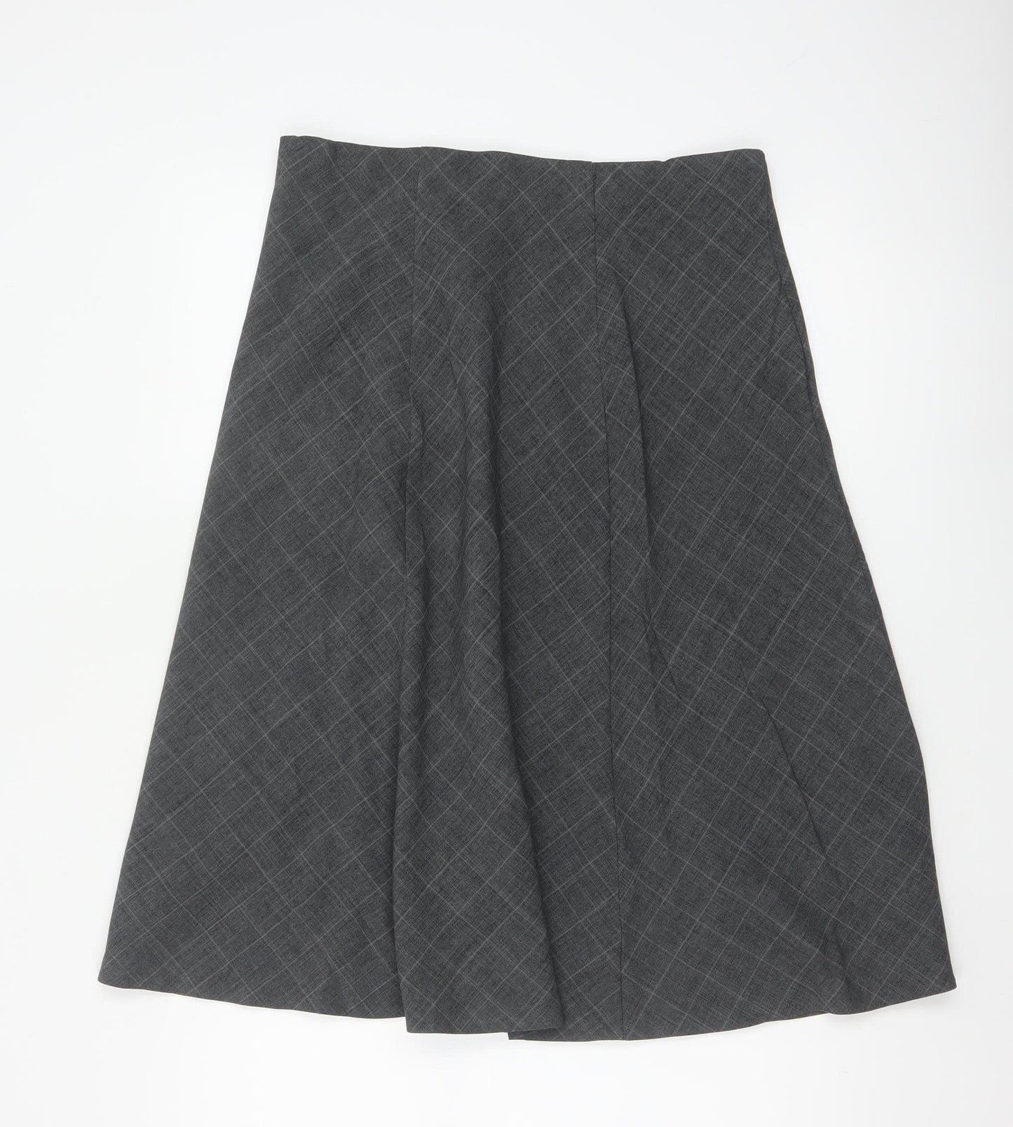 Honor Millburn Women's Grey Check Flare Midi Skirt UK 14 Lined