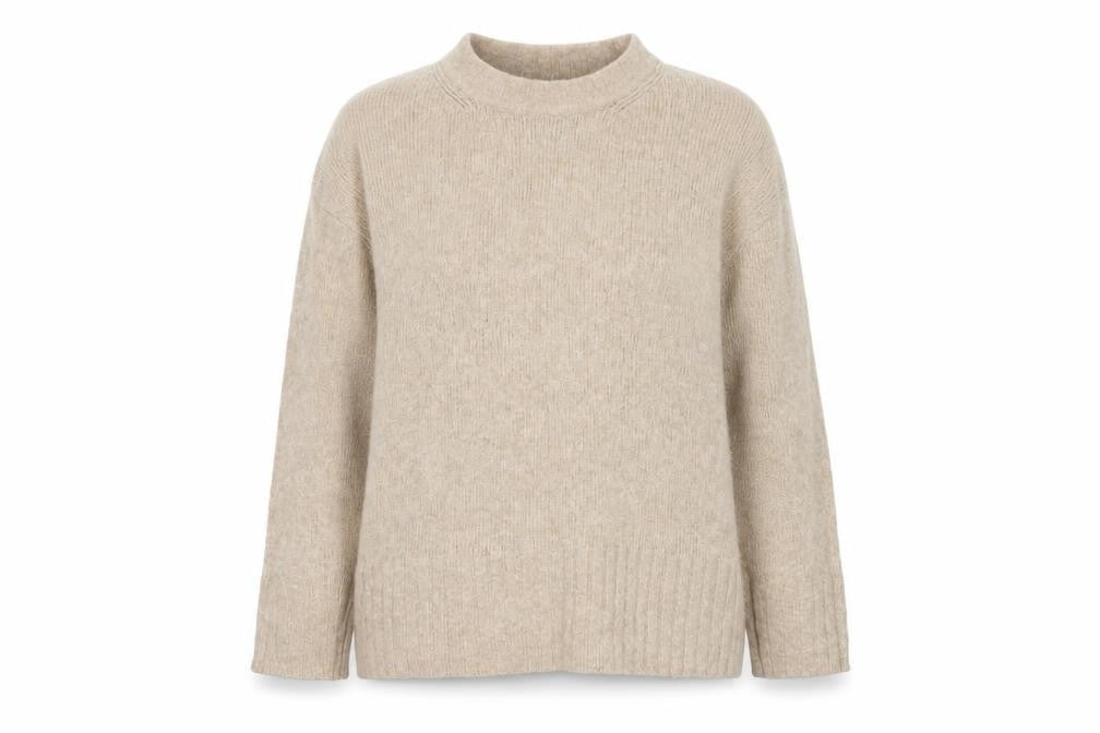 Zara Women Beige M Knit Relaxed Raglan Sleeve Pullover Jumper