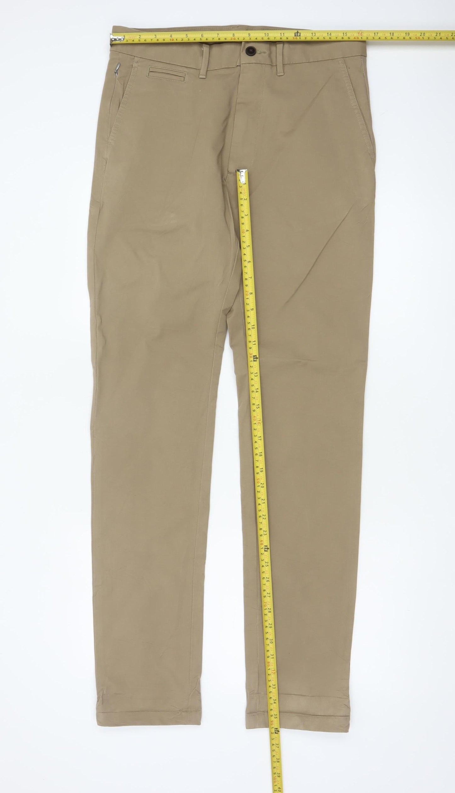 Marks and Spencer Men's Beige 32 Slim Ultimate Chino Cotton Stretch Trousers