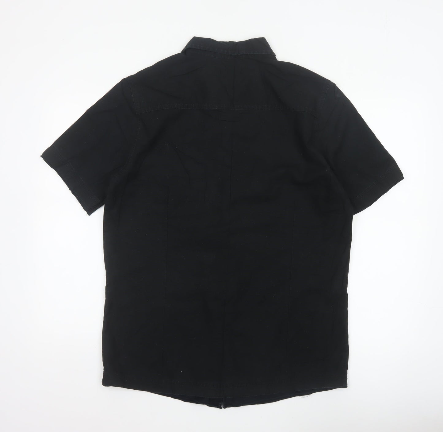 Next SP Men's Black M Short Sleeve Cotton Button-Up Pocket Shirt