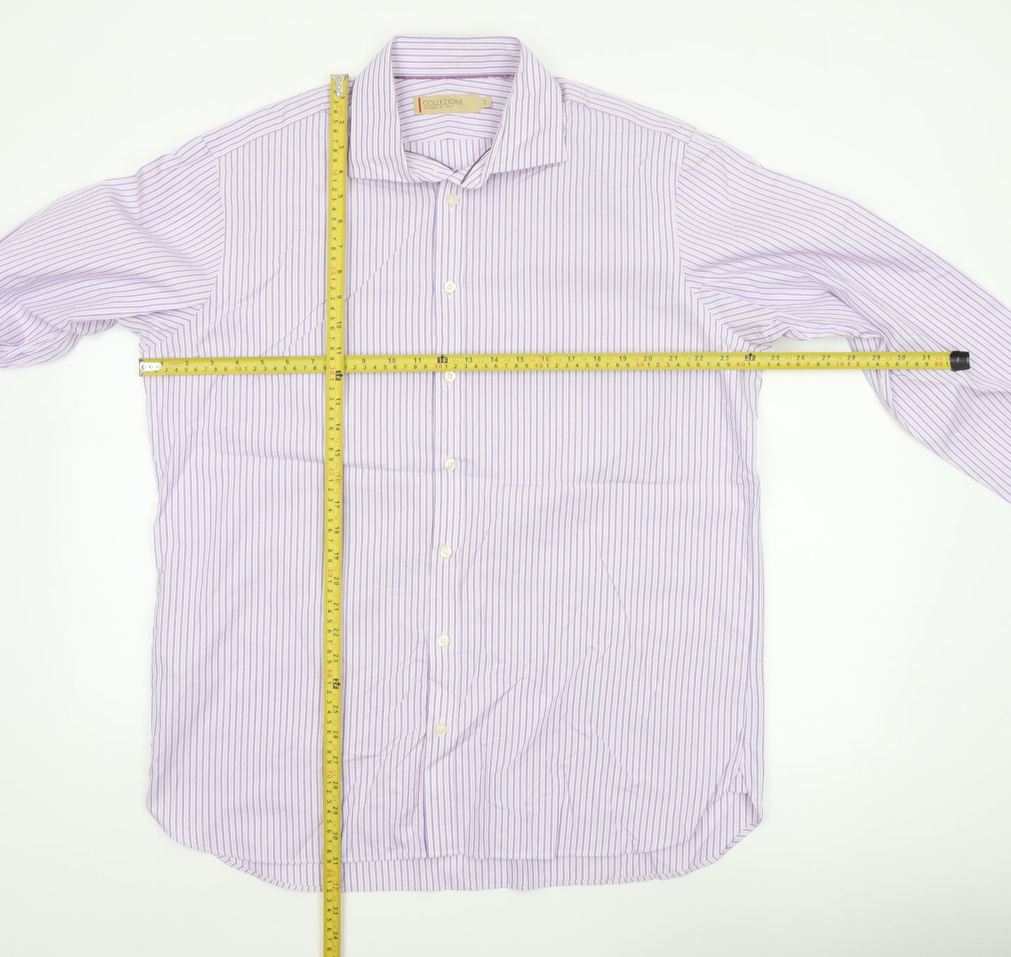 Marks and Spencer Men Purple 17in 43cm Cotton Striped Formal Shirt
