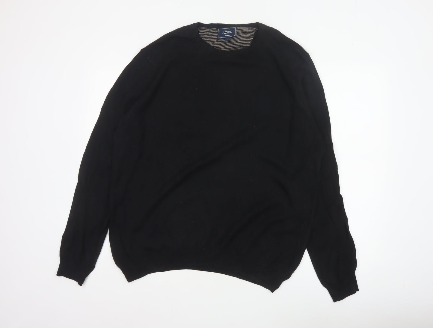 John Lewis Men’s Black Cotton Cashmere Crew Neck Jumper Size L