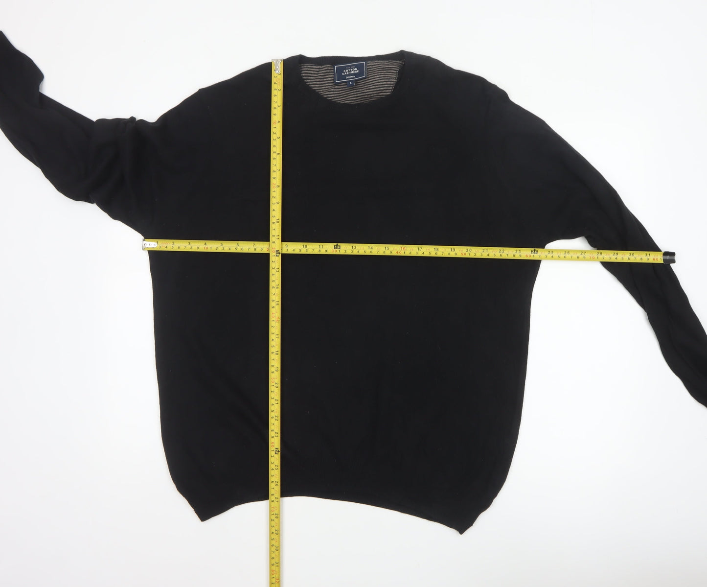 John Lewis Men’s Black Cotton Cashmere Crew Neck Jumper Size L