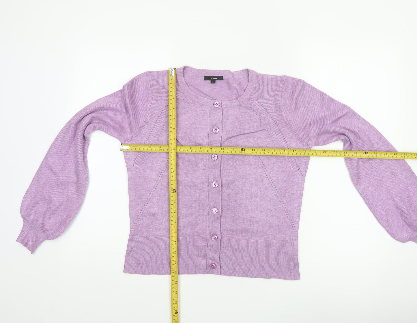 Linea Women Purple M Button Front Balloon Sleeve Knit Cardigan