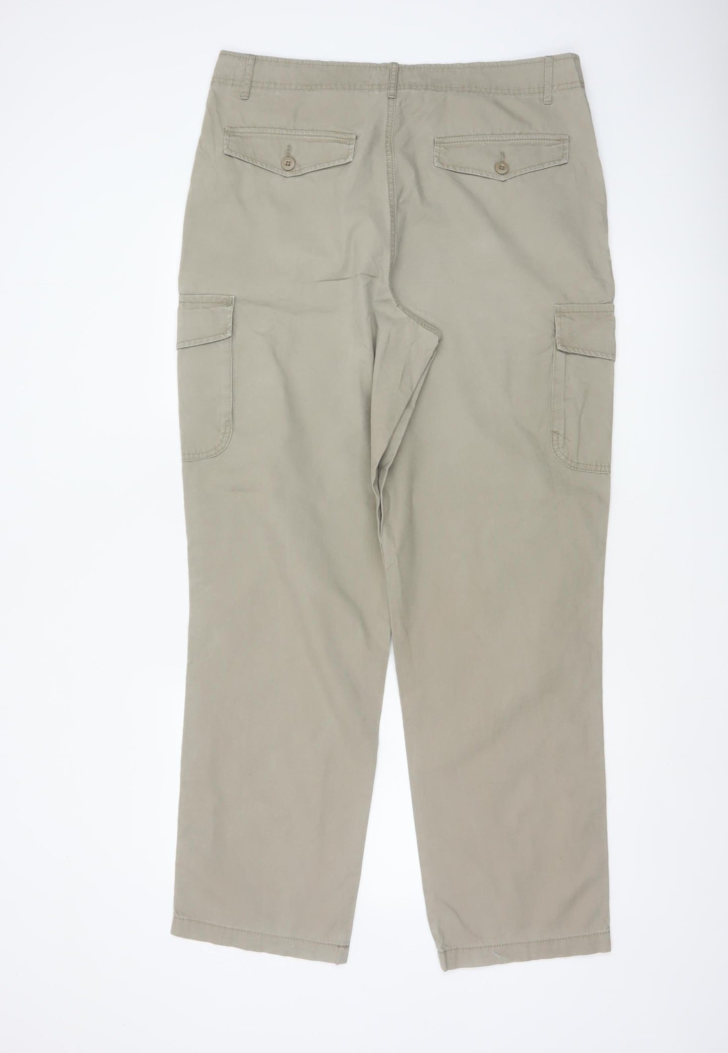 Marks and Spencer Men's Beige 36W 33L Cotton Cargo Trousers Straight