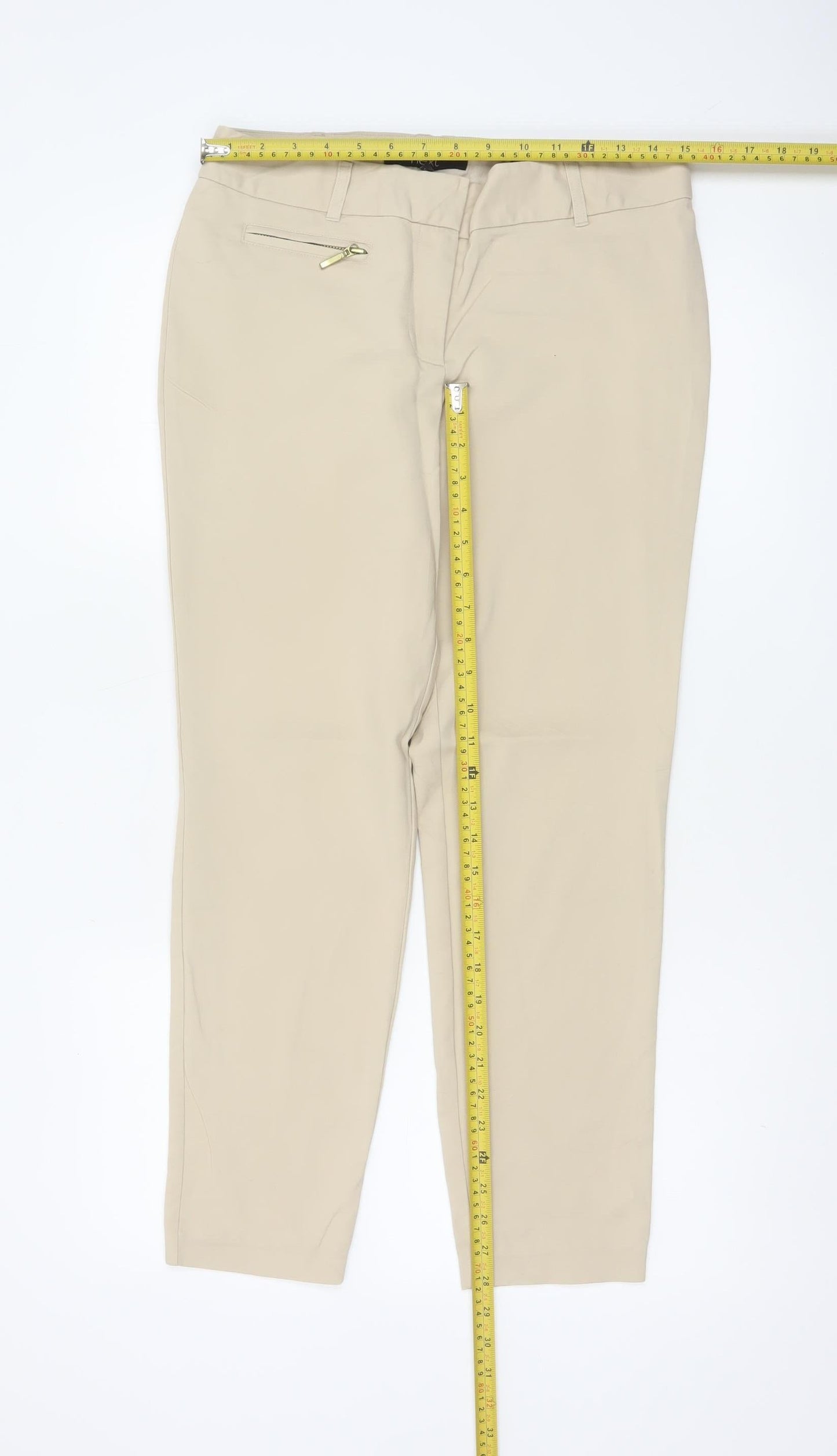 Next Women’s Beige Size 10 Slim Tapered Zip Pocket Trousers