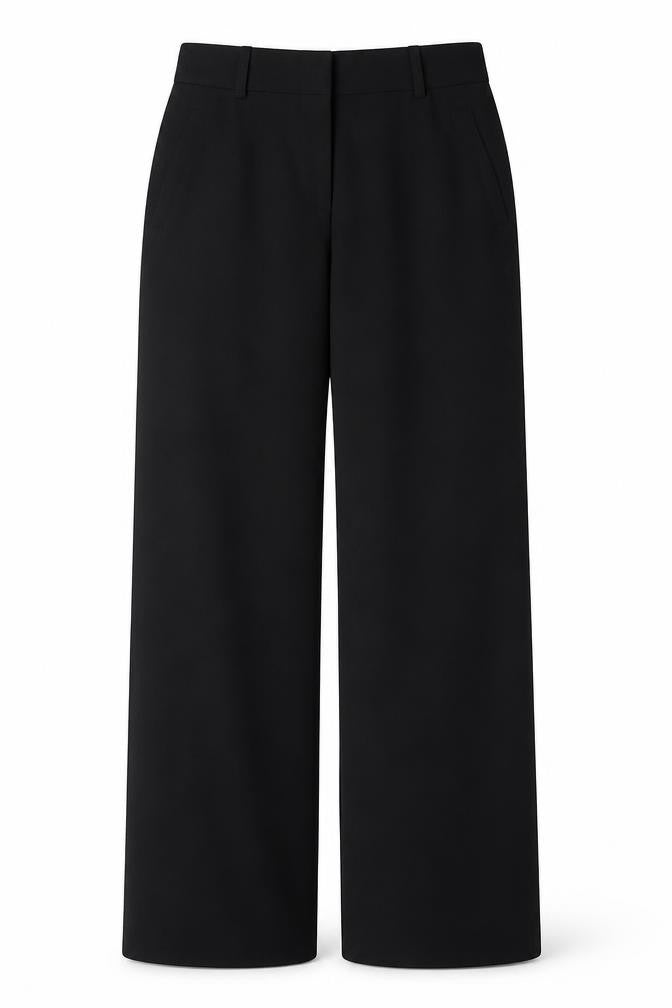 Long Tall Sally Women Black UK 10 Wide-Leg Tailored Trousers 36in