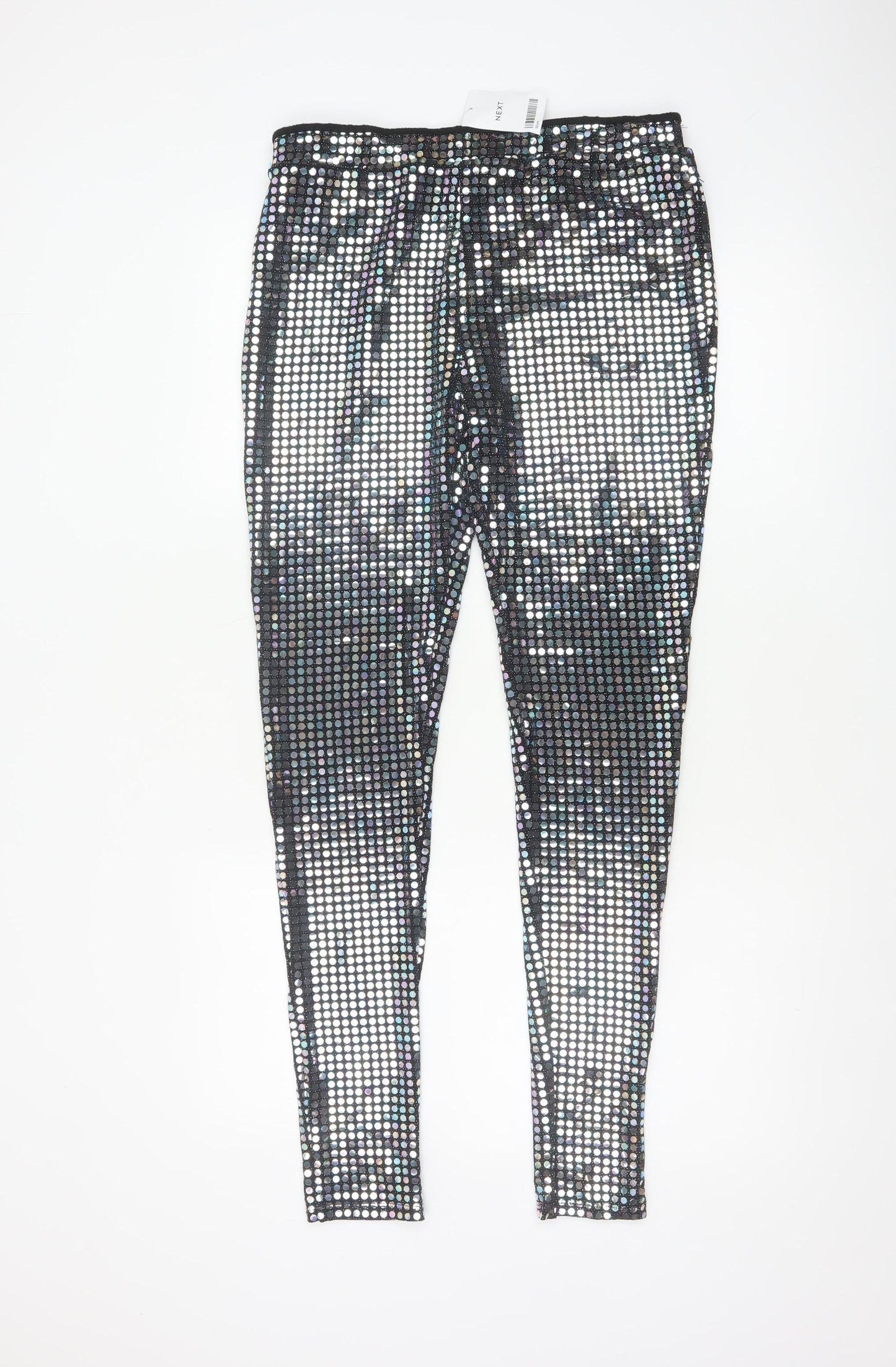 Next Girls Silver Foil Metallic Jeggings 16 Years Party Stretch Trousers