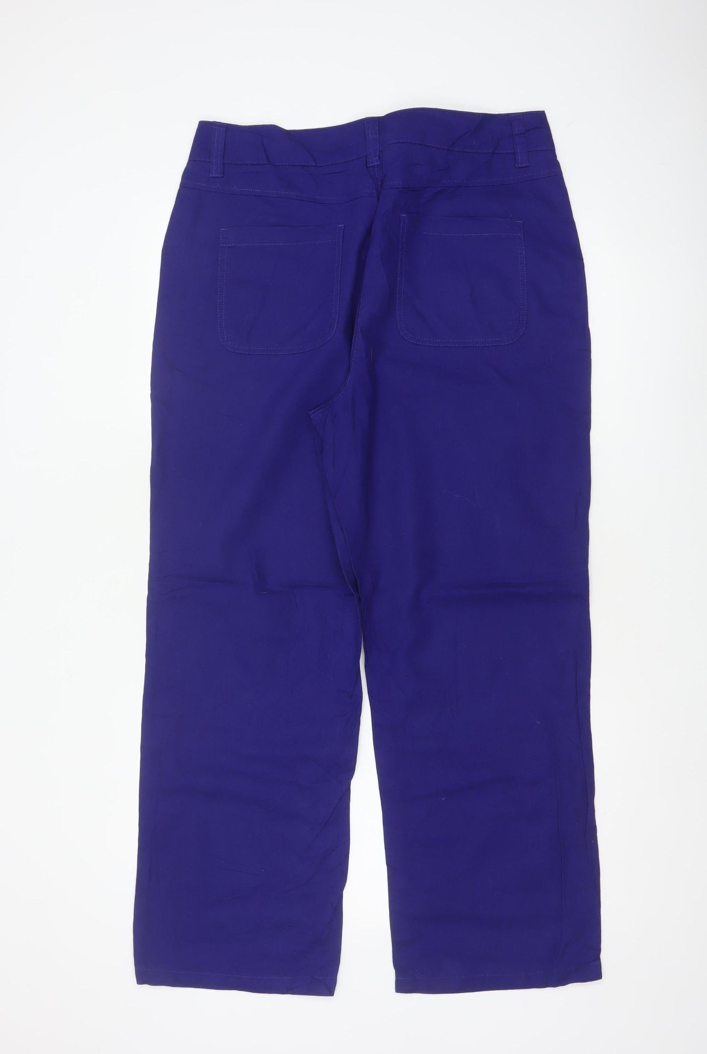 Dash Women’s Blue Linen Cotton Straight Leg Trousers UK 16