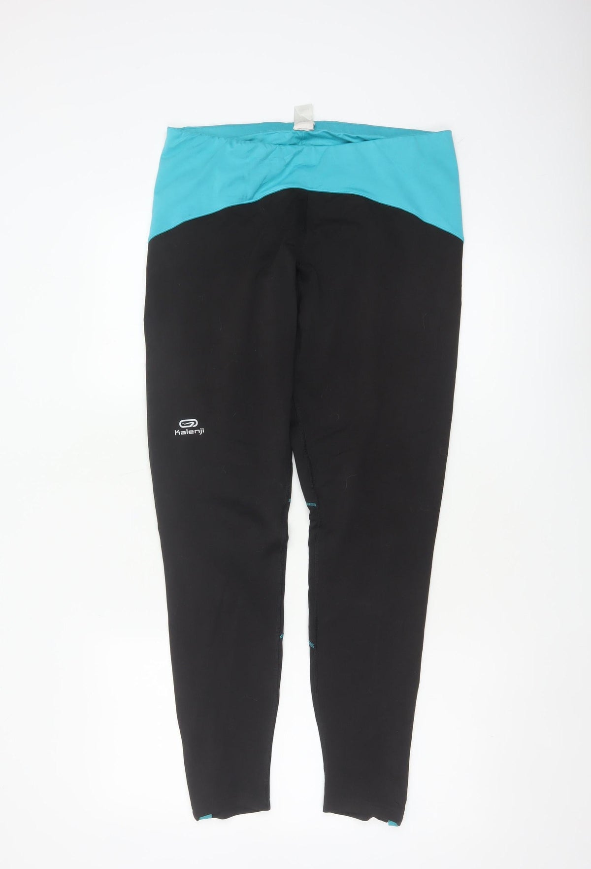 Kalenji Women’s Black Turquoise Running Leggings UK 18 Reflective Zip Pocket