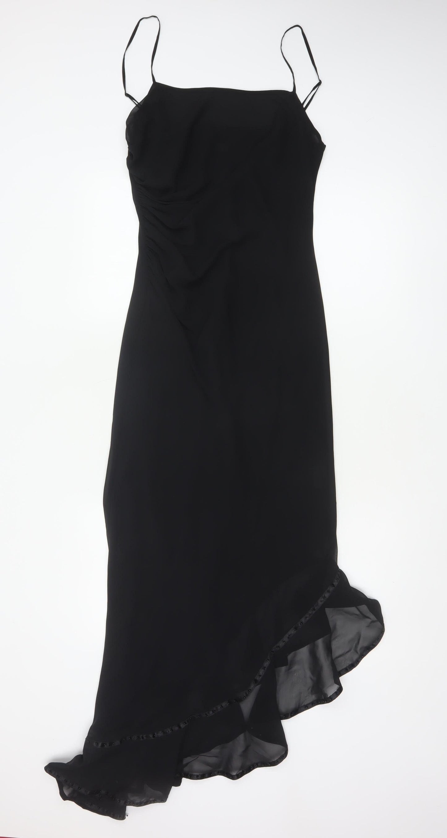 After Six Women’s Black UK 12 Asymmetric Chiffon Slip Dress