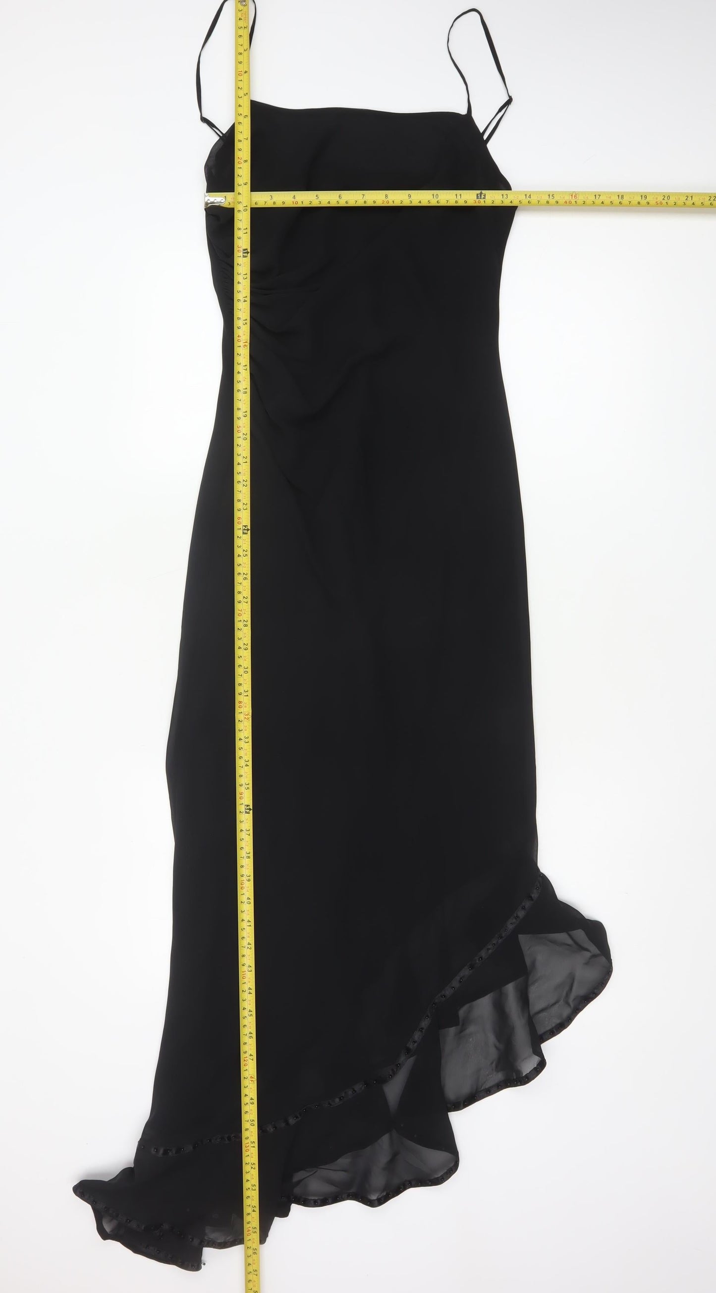 After Six Women’s Black UK 12 Asymmetric Chiffon Slip Dress