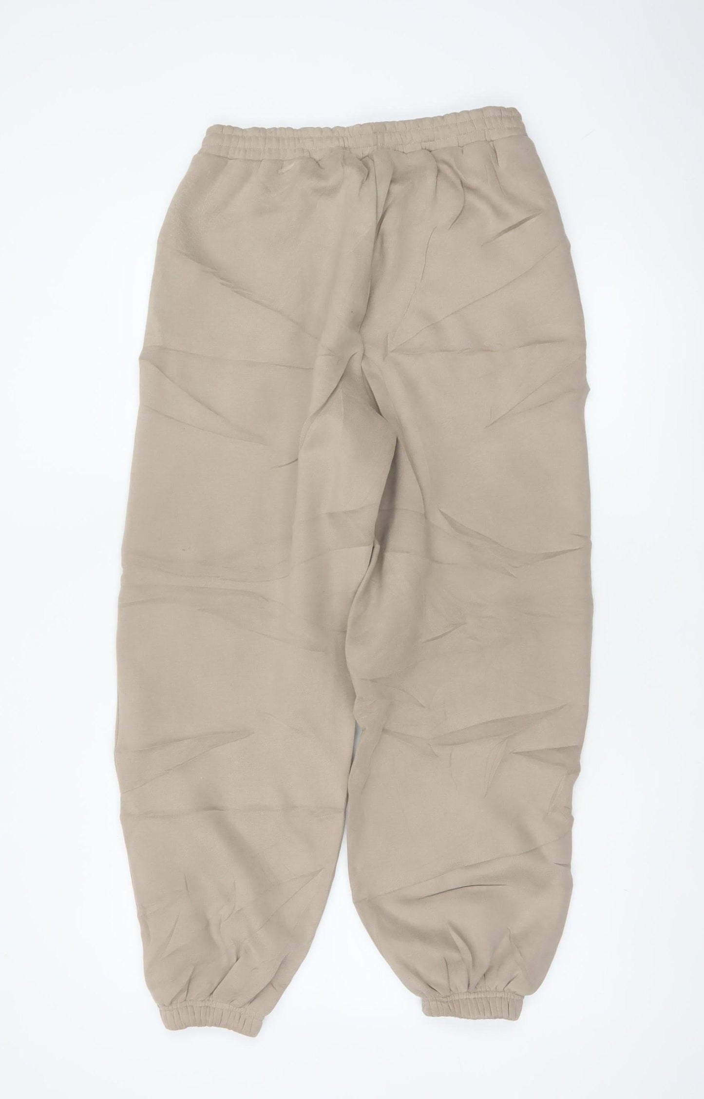WANDERDOLL Women Beige S Jogger Trousers Drawstring Cuffed Pockets