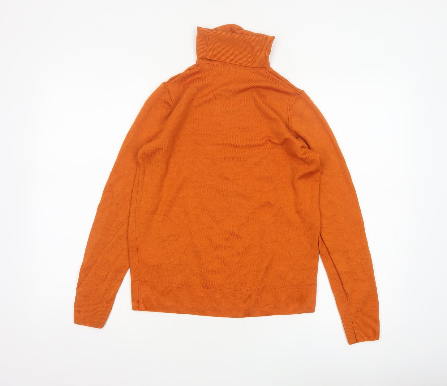 Marks and Spencer Women Orange UK 10 Pure Wool Roll Neck Jumper