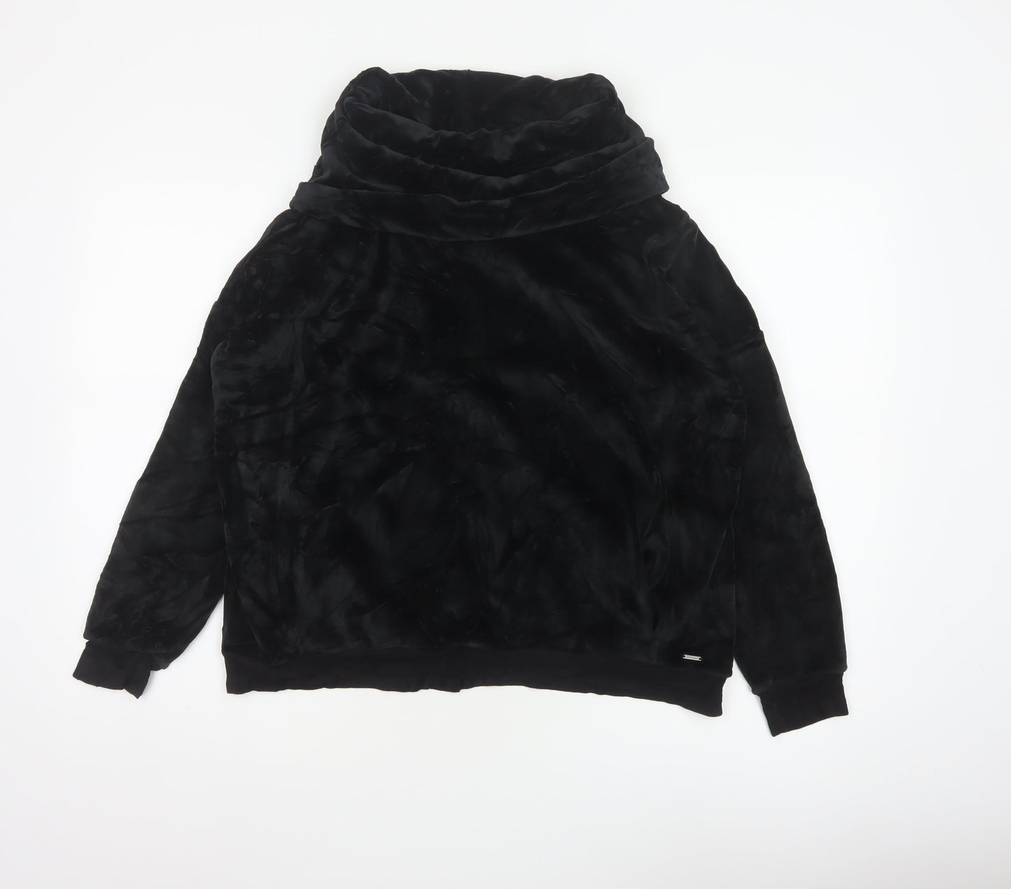 Marks and Spencer Women Black UK 10 Velour Cowl Neck Lounge Jumper