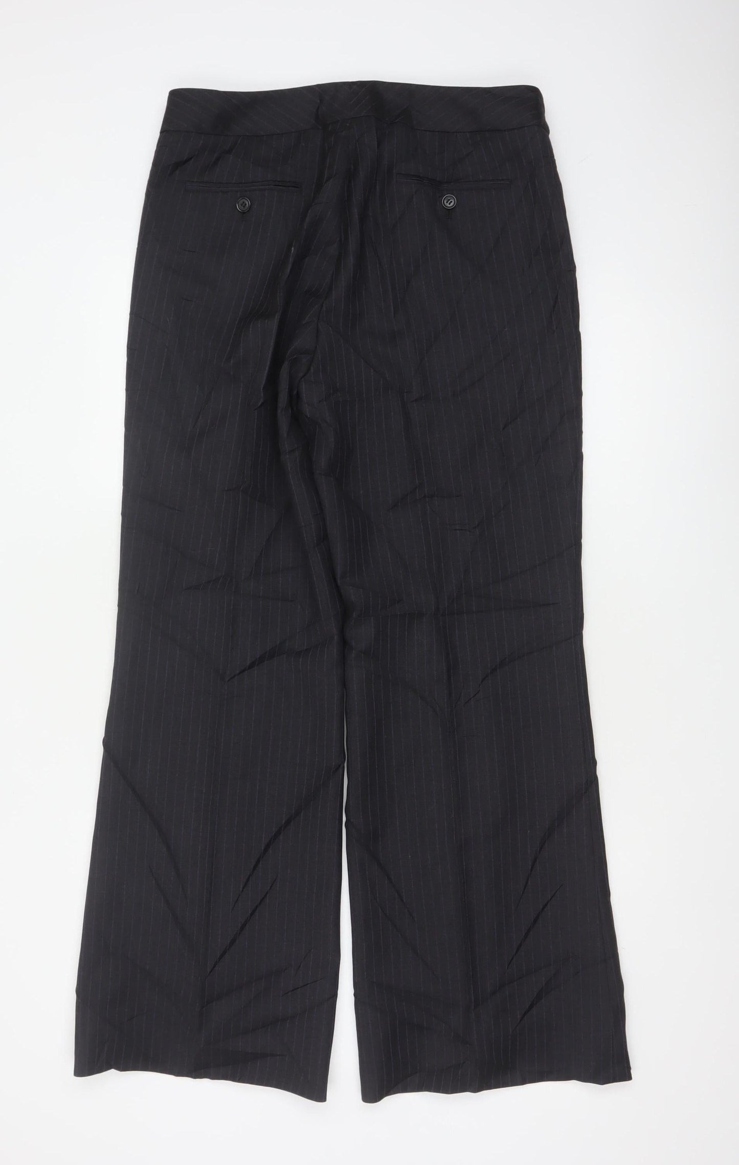 Austin Reed Women Black Pinstripe UK 12 Wool Tailored Trousers