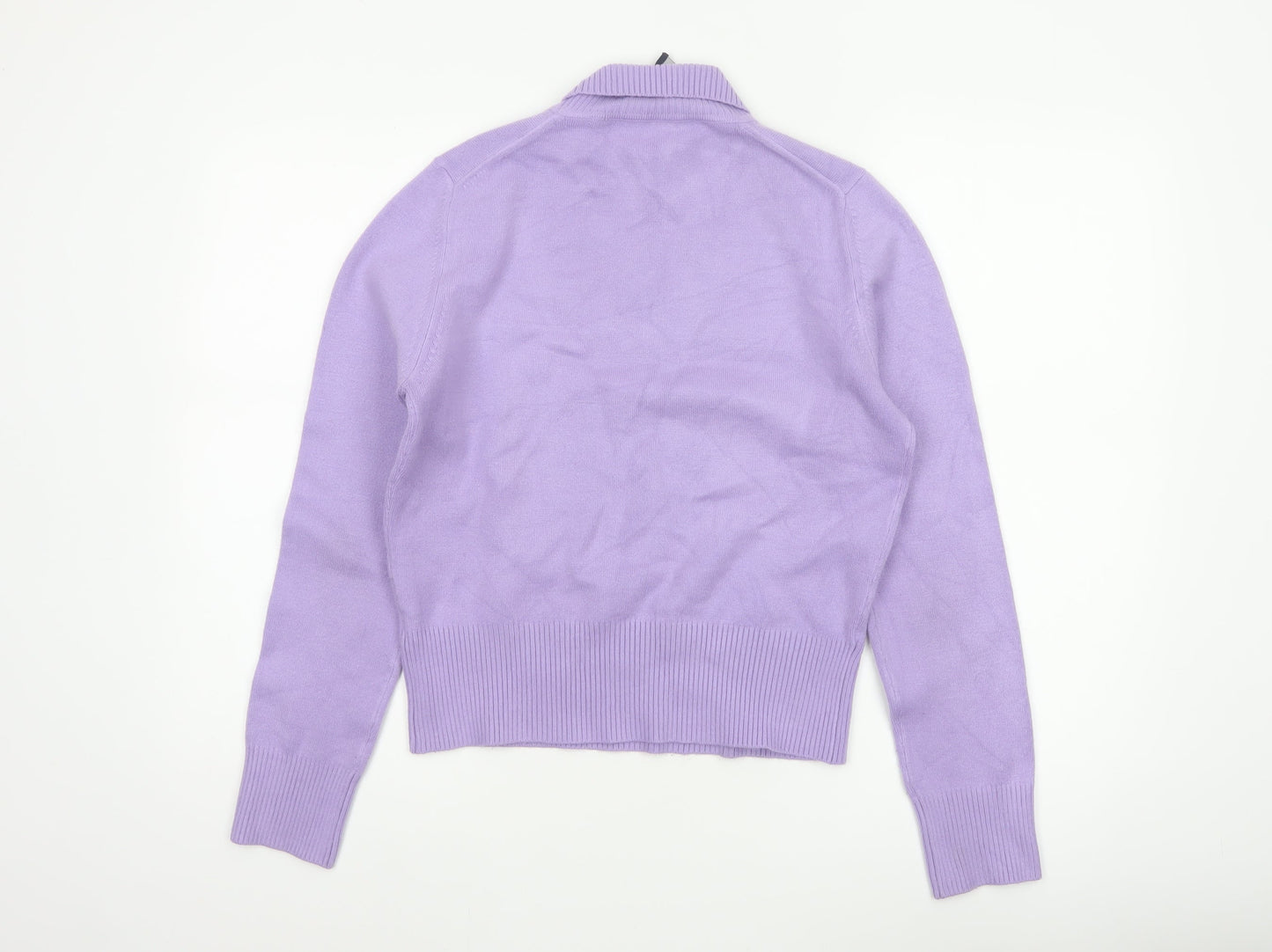 French Connection Women Purple L Roll Neck Knit Pullover Jumper