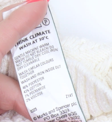 Marks and Spencer Women Ivory S Cable Knit Short Sleeve Cardigan