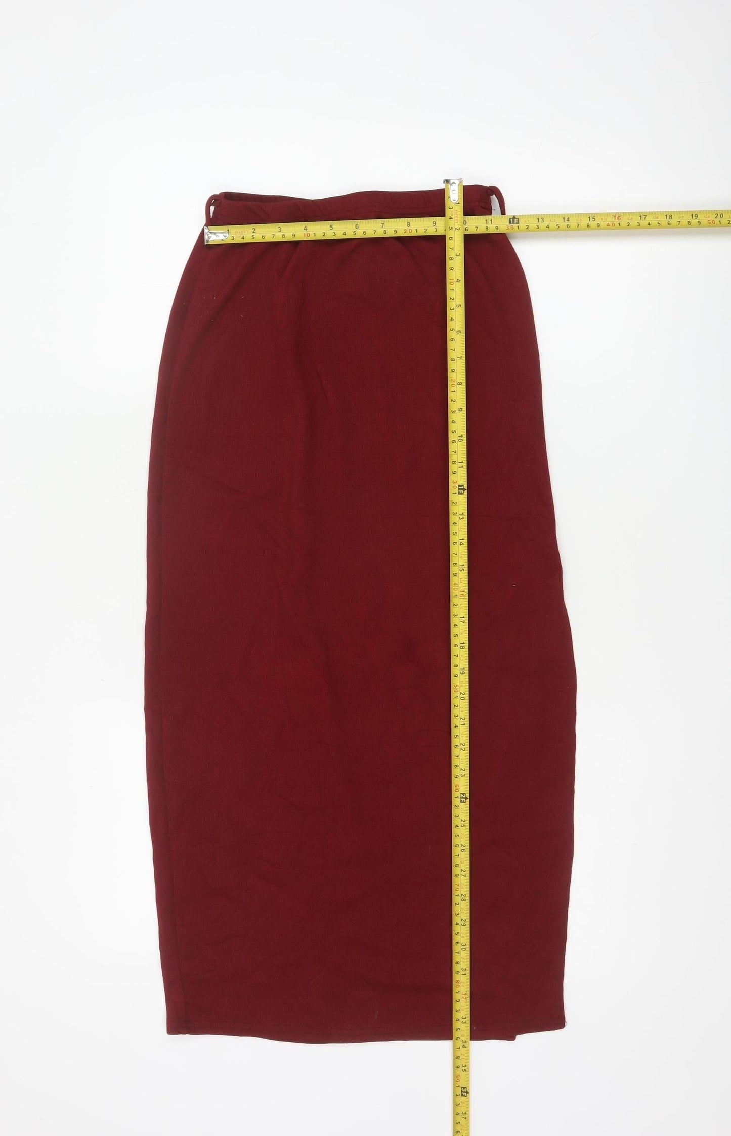 PrettyLittleThing Women Red UK 8 Long Pencil Skirt Drawstring Slit