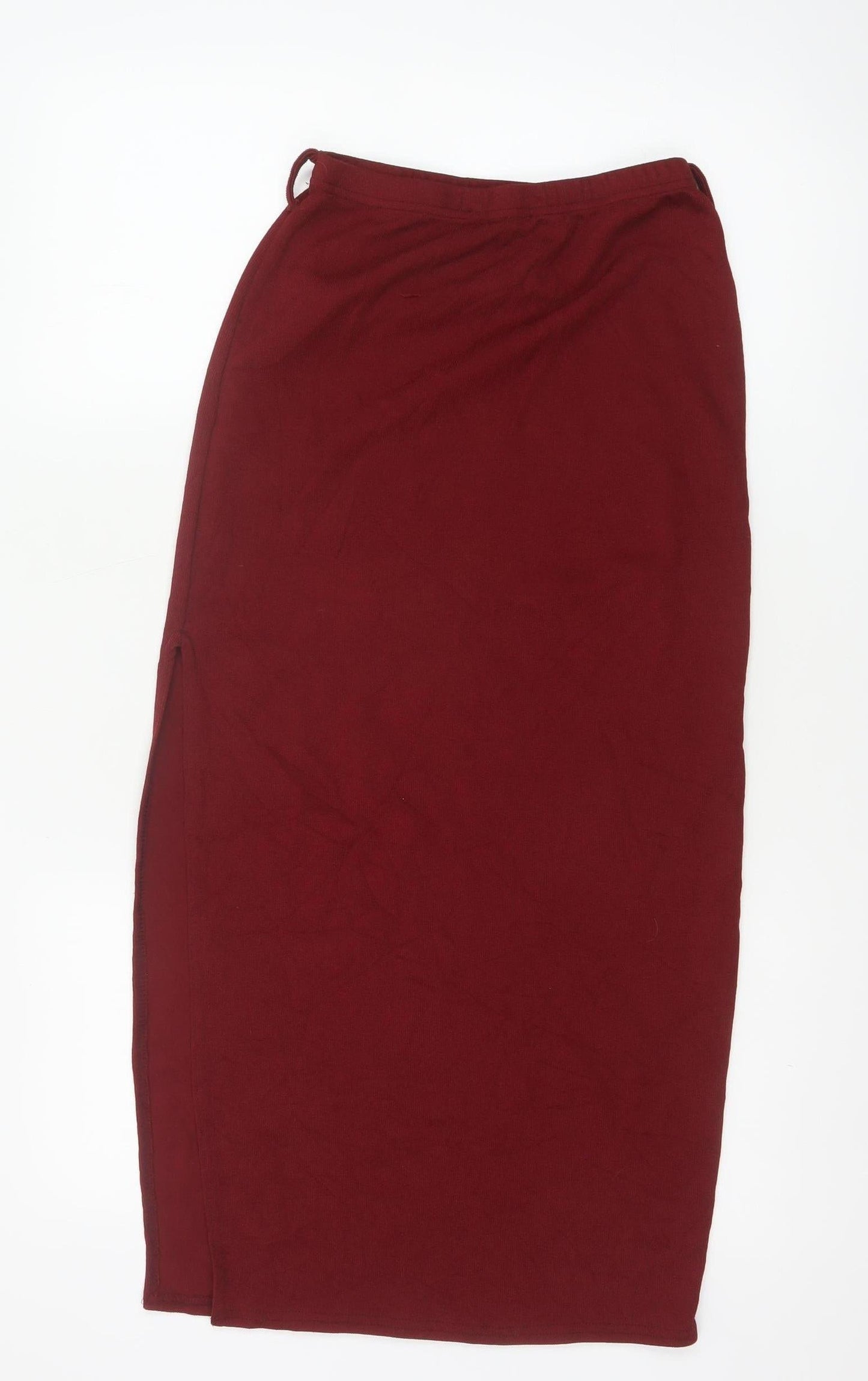 PrettyLittleThing Women Red UK 8 Long Pencil Skirt Drawstring Slit