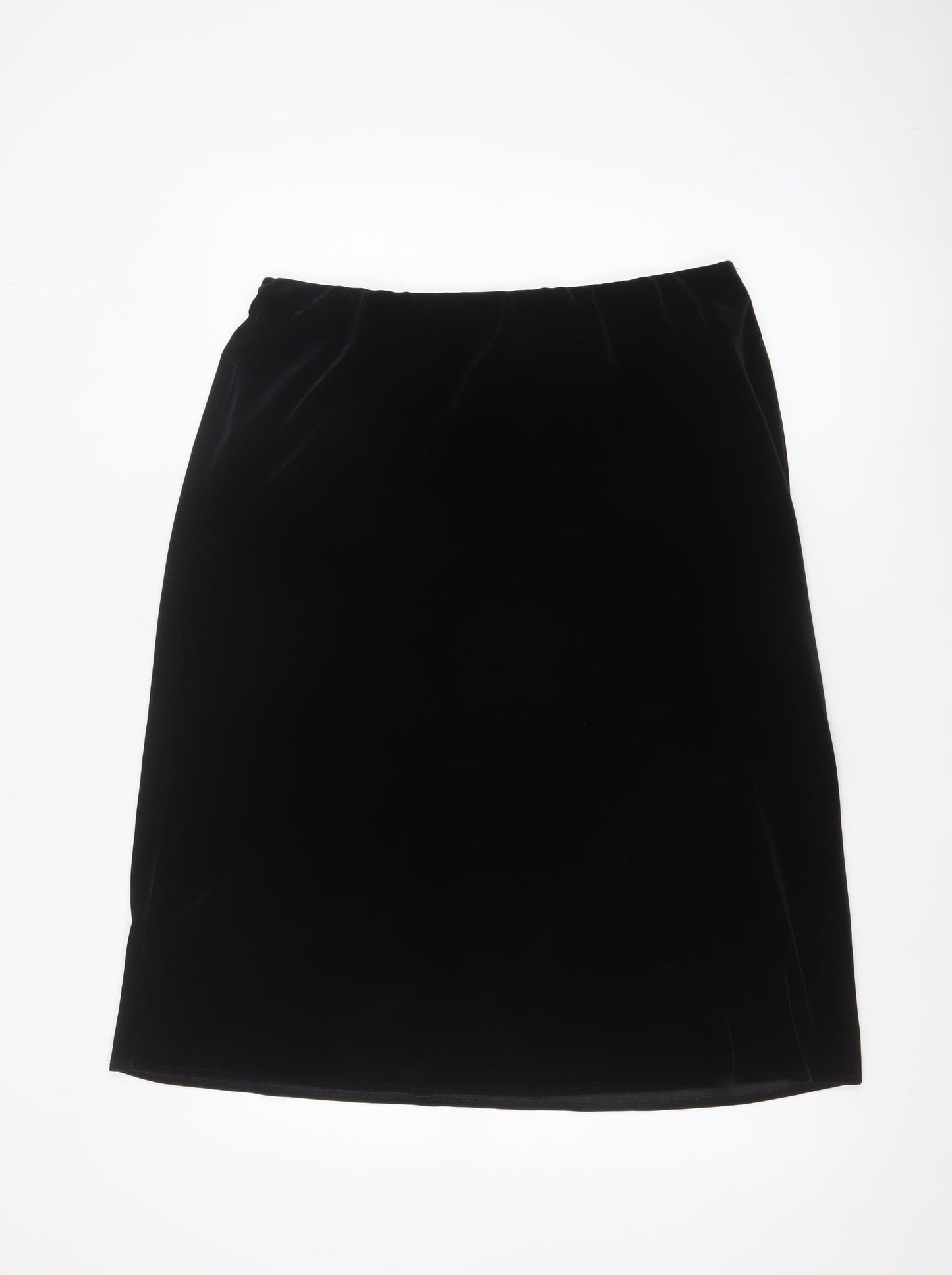 Berkertex Women Black Size 16 Velvet A-Line Knee Length Skirt