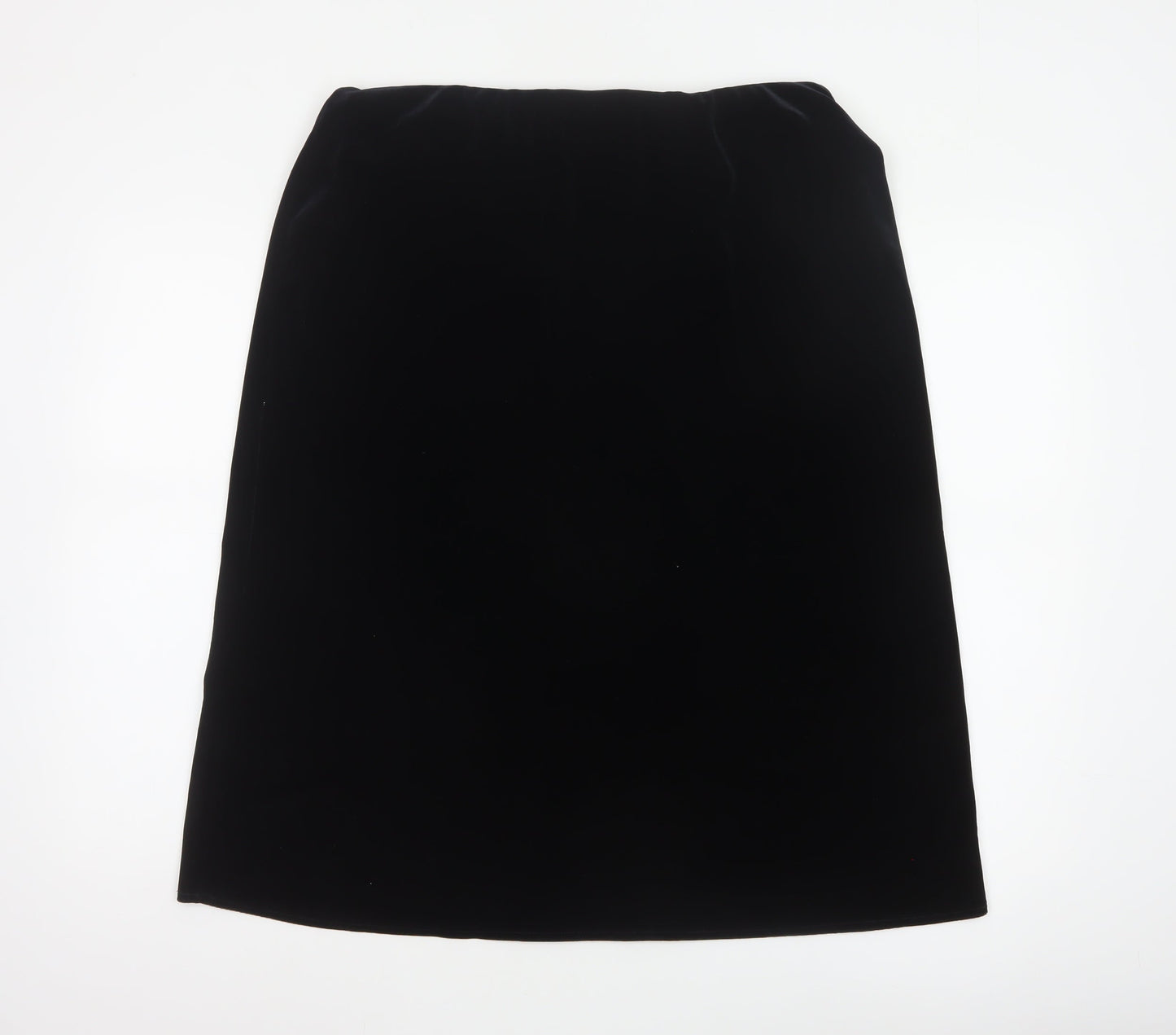 Berkertex Women Black Size 16 Velvet A-Line Knee Length Skirt