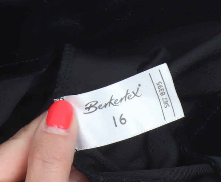 Berkertex Women Black Size 16 Velvet A-Line Knee Length Skirt
