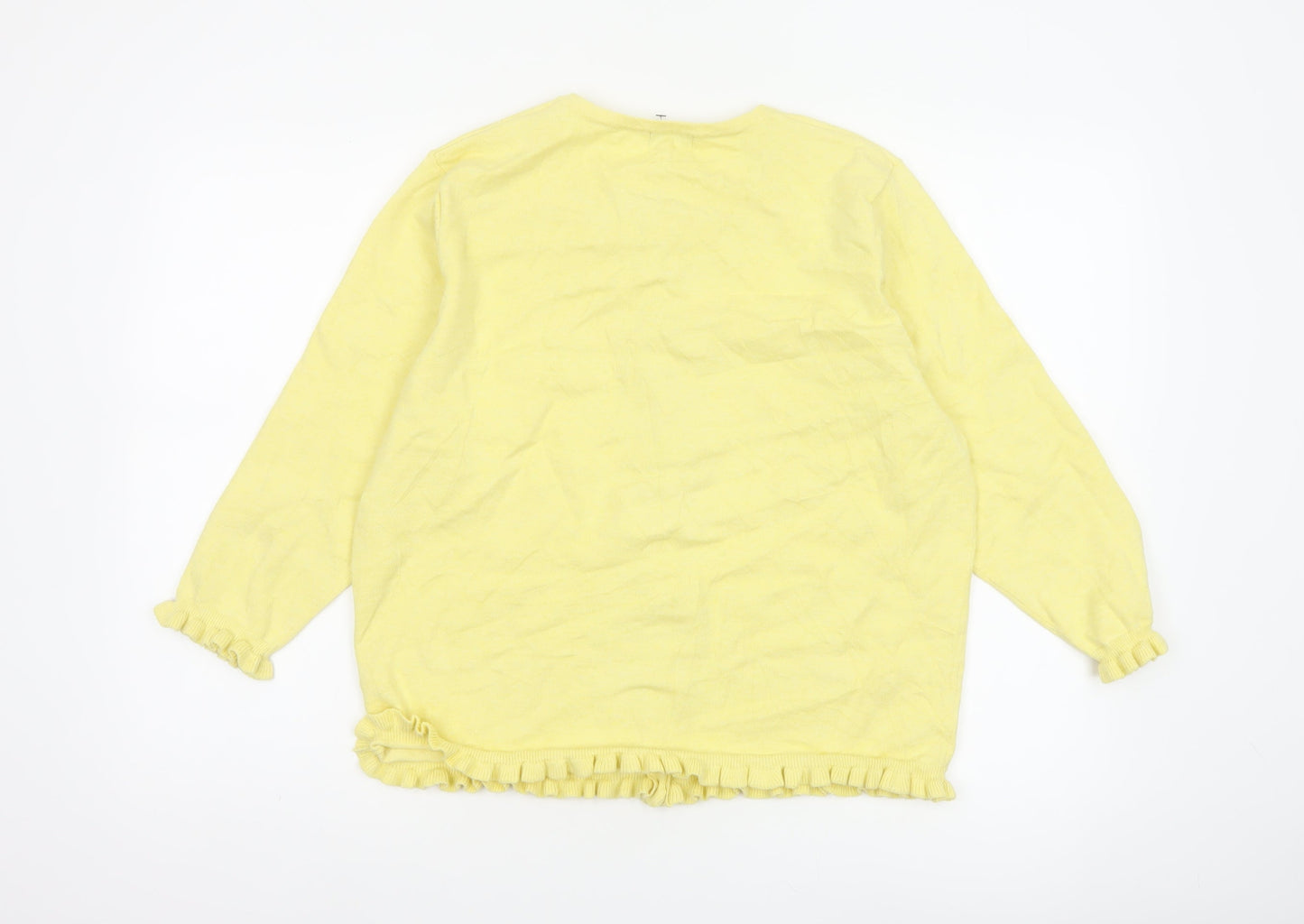 M&Co Women Yellow Size 20 Cotton Knit Ruffle Hem Cardigan