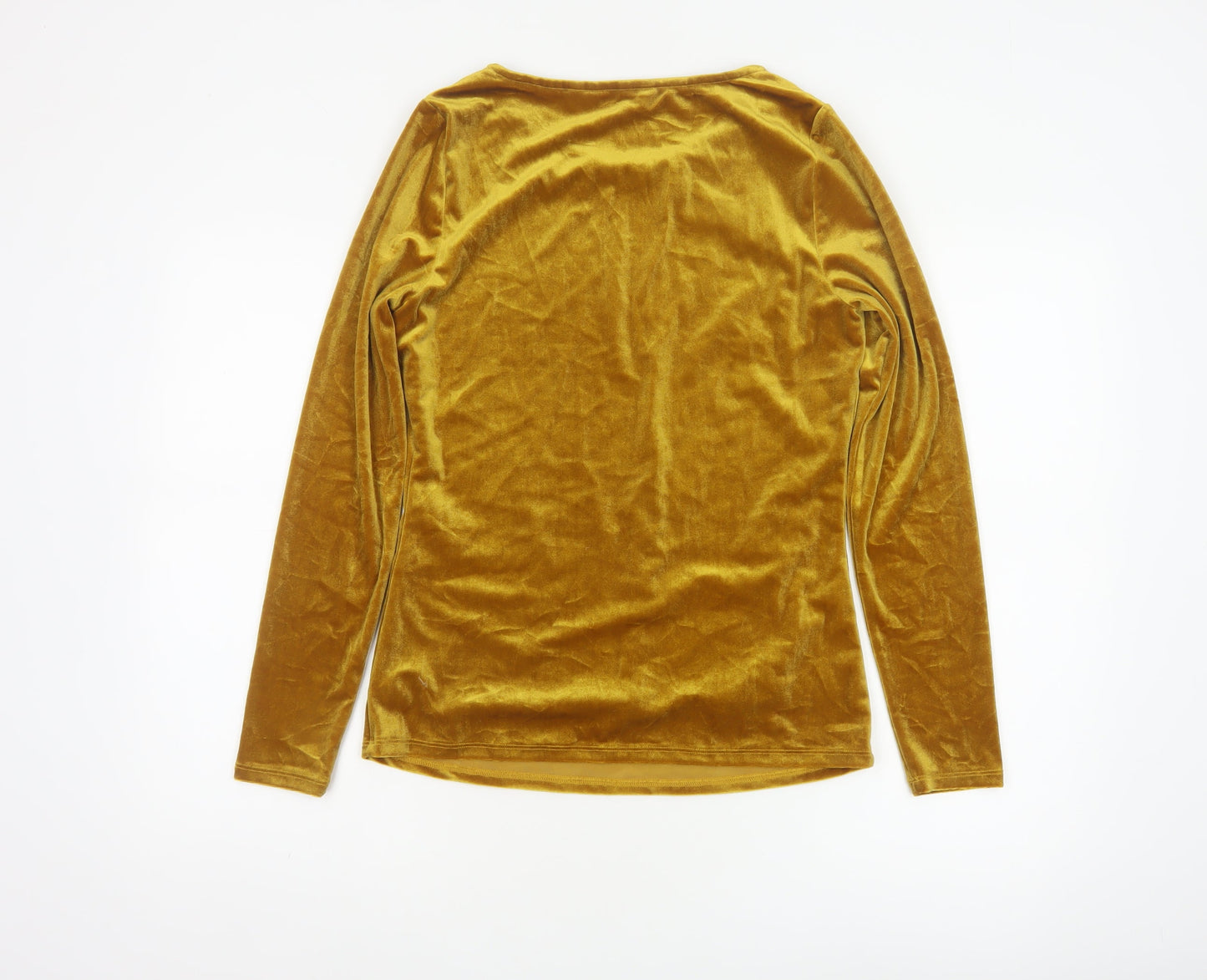 Boden Women Gold Velvet Boat Neck Puff Sleeve Blouse UK 12