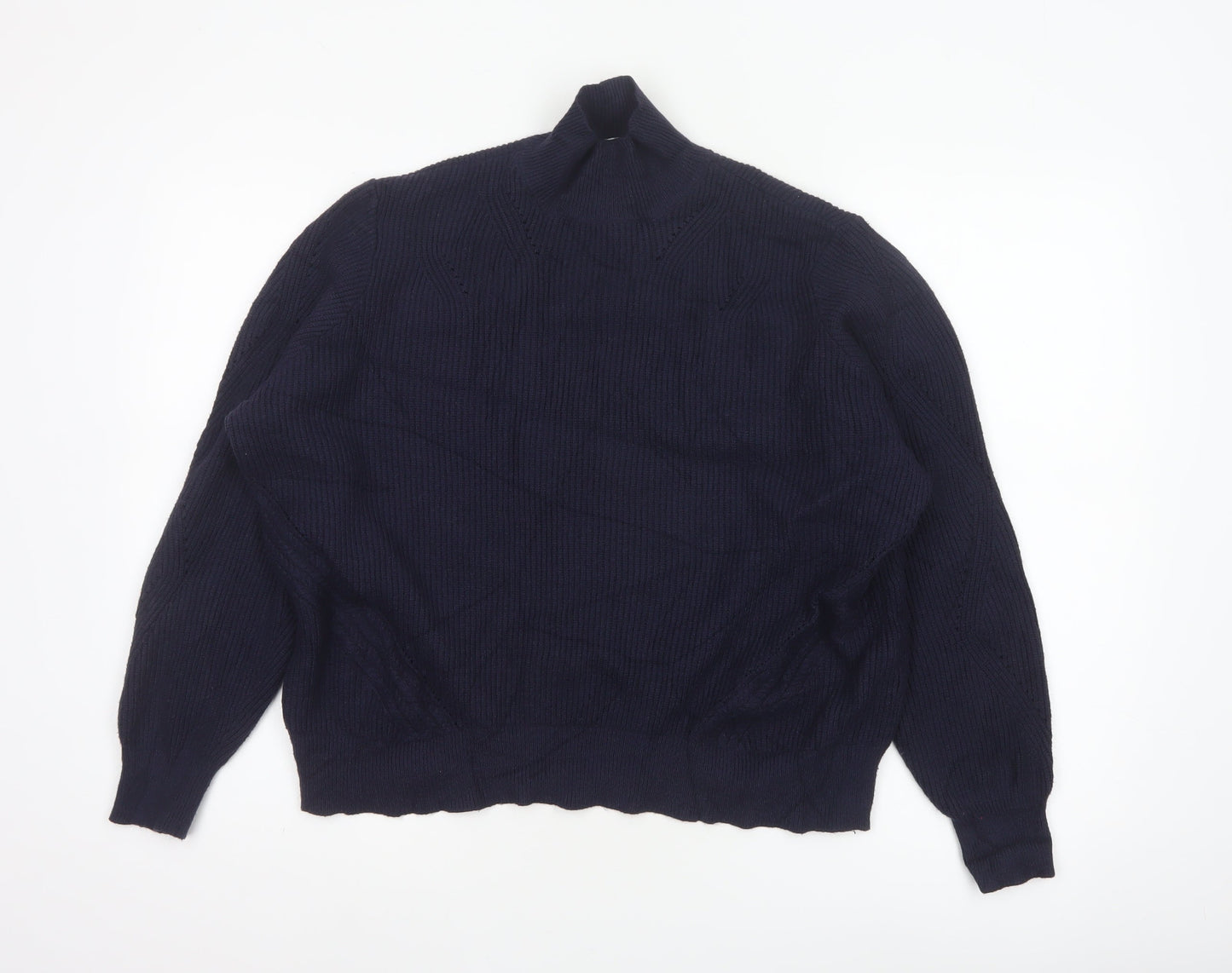 Noisy May Women Blue XS Roll Neck Cable Knit Jumper Long Sleeve