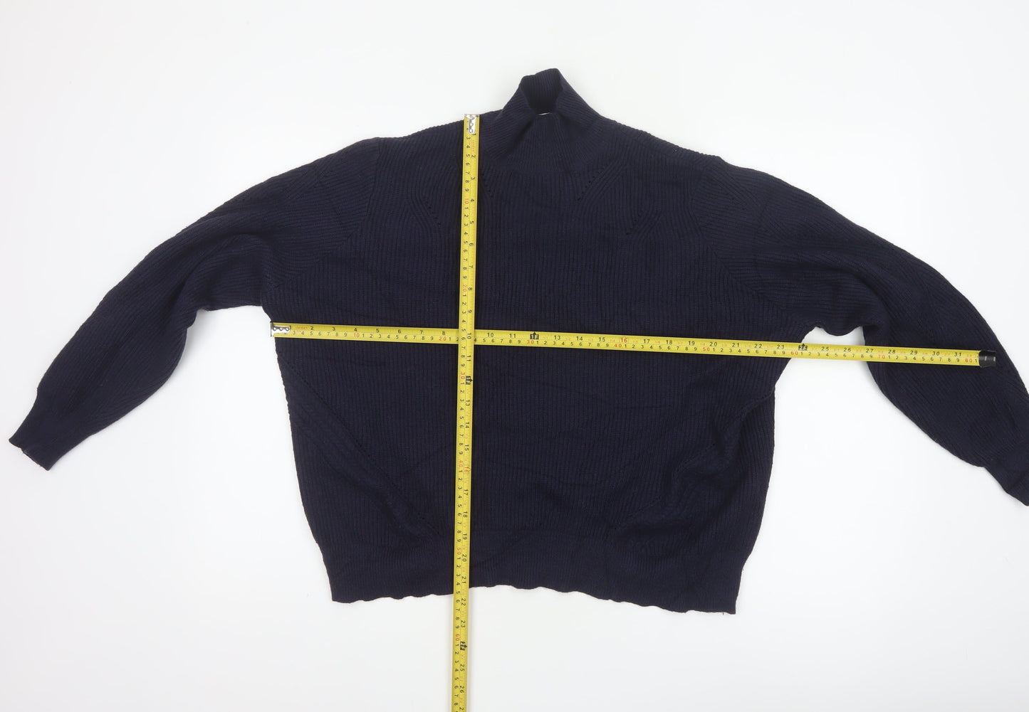 Noisy May Women Blue XS Roll Neck Cable Knit Jumper Long Sleeve