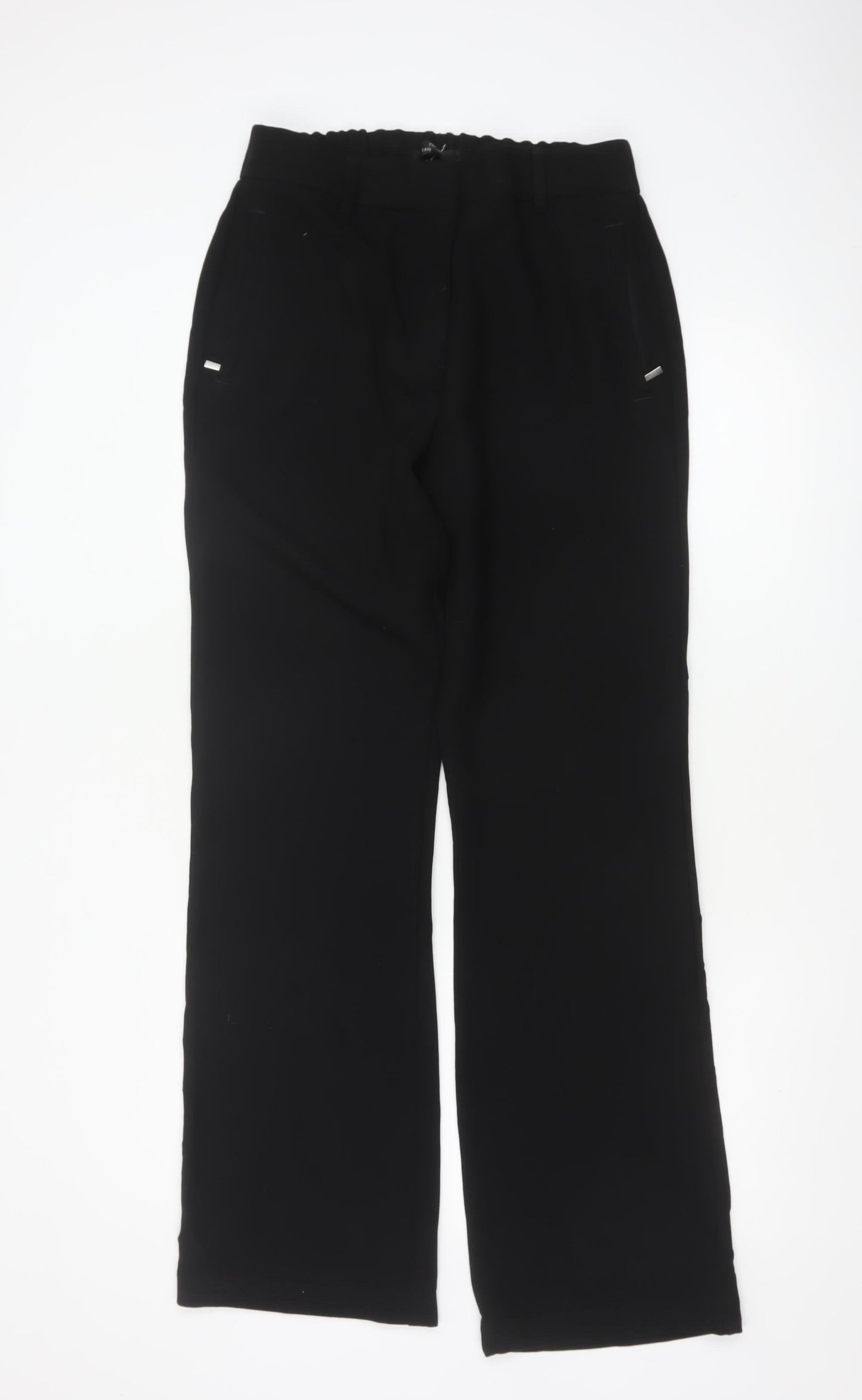 Next Women Black UK 12L Tall Straight Leg Stretch Dress Trousers