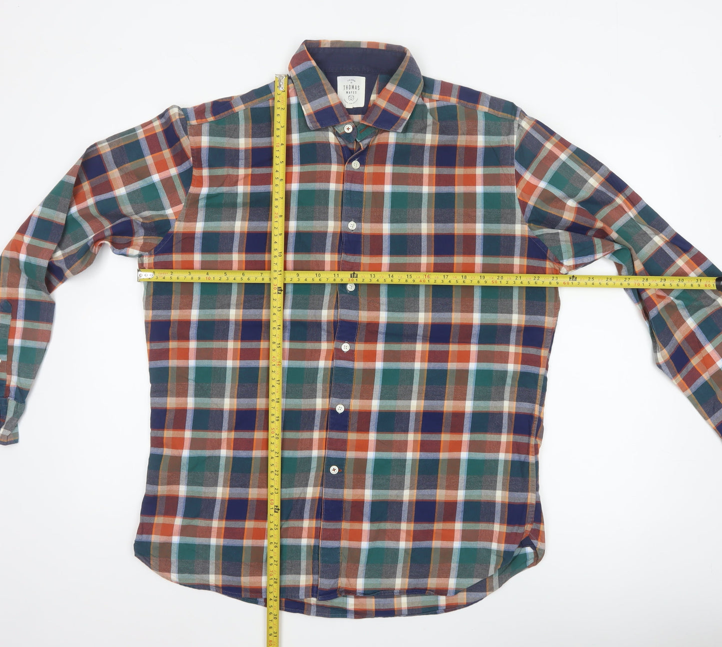 T.M. Lewin Thomas Mayes Men’s L Multicoloured Plaid Cotton Shirt